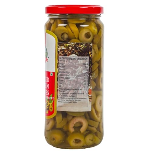 Image of CANEEN Pitted Green Olives Ideal for Salads, Pizzas, and Snacks | Fresh, Delicious, Ready to Eat | Sauces | Garnish | Stuffed Dishes | Rice and Grains | Savory Pies |450 gm (Pack of 1)