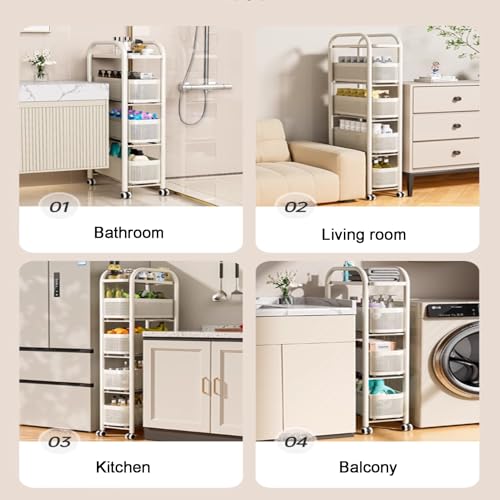 Carrello portaoggetti sottile – Scaffale scorrevole stretto per lavanderia, ufficio, bagno, cucina, design salvaspazio, 40 x 16 x 90 cm