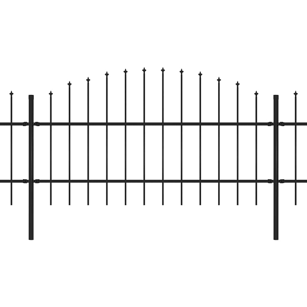Steel Garden Fence with Spear Top 15.3m Black Security Barrier for Outdoor Property, 9 Panels 10 Posts 0.75-1m Height Durable Privacy Boundary as Front Yard or Business Perimeter Protection