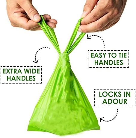 Poo bag Pack of 100 Biodegradable Tie Handles Extra Thick Poo Bags Dogs Waste Eco-friendly Upgraded Version Pet Poop Bags - 100% Leak Proof Doggy Waste Bag (Color Green)