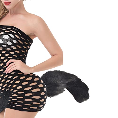 Fluffy Faux Fur Fox Tail Metal Pl-ùg Sêxý Bût't änâl Töýş Cosplay Costume Prom Props for Women Men Game Cover