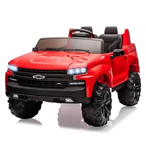 Chevrolet Silverado 2-Seater Kids Ride on Car 24V, Licensed Electric Truck with Parent Remote, Spring Suspension & Wireless Music, Outdoor Toy Vehicle for Ages 3-8