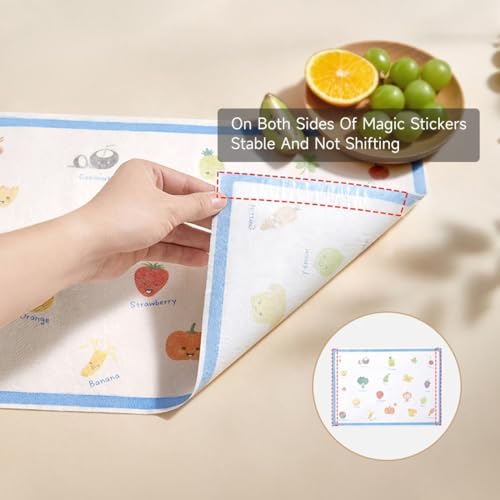 Image of AutoStory Disposable Placemats for Baby 10 Pcs Pack Stick-On Baby Placemat Fruits Design Printed Colorful Anti-Skidding Kids Table Mat for Restaurants Dining Table Travel Essentials for Toddlers