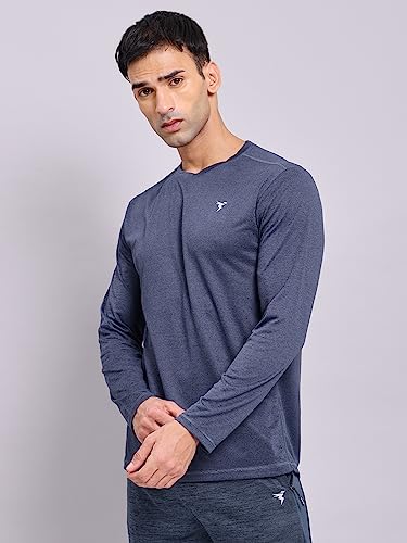 Image of TECHNOSPORT Men's Slim Fit Full Sleeve Round Neck T-Shirt, Double Cool Quick Dry Moisture Wicking Stretchable Sports Gym and Casual Wear