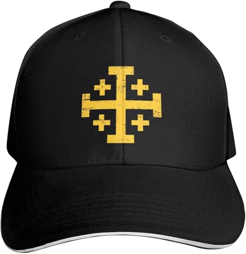 Crusader Cross of Jerusalem Baseball Cap Men Women - Classic Dad Hat Adjustable Plain Hat Black