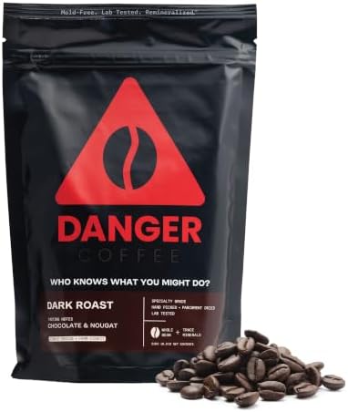 Danger Coffee Whole Bean by Dave Asprey | Mold Free, Dark Roast | 10.9 oz