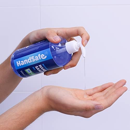 6 x 500ml Multipack Hand Sanitiser Gel From Handsafe, Kills 99.9%+ Of Bacteria, 70% Alcohol Based, Medical Grade, Packaging May Vary