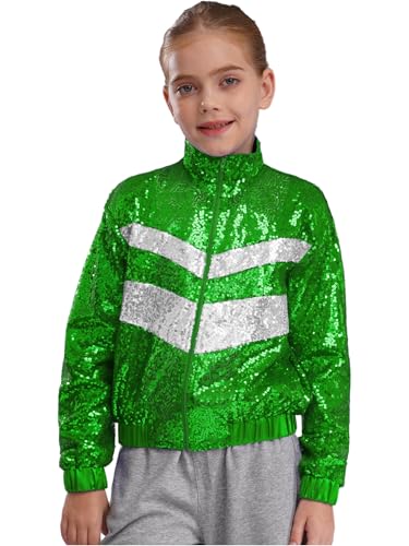 Sequin Jacket for Girls Kids Boys Glitter Sparkle Bomber Jacket Varsity Zipper Coat Birthday Party Outwear