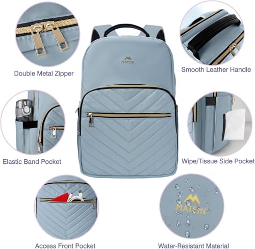 Image of MATEIN 15.6 Laptop Backpack, Slim Backpacks for Women with Luggage Strap