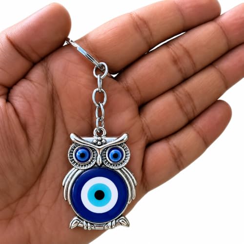 Image of GJ Premium Turkish Evil Eye Keychain for Car, Bike & Home | Nazar Protection Keychain, Good Luck Charm | Spiritual Metal Key chain for Men & Women