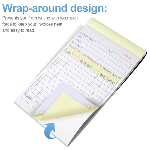 joyberg 4 pack receipt book 417inx72in receipt book with carbon copies 2-part carbonlesswhite and yellow 40 sets per book order book for small business