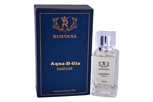 Image of Ruhvana's Aqua-D-Gio Perfume Spray for Men - 100ml Aquatic Aromatic Long-Lasting Fragrance|Apparel Parfum|Bergamot, Patchouli And Rosemary| Ambery & Musky| Perfect For Gift|Eau De Pafum | Premium Long-Lasting Attar Perfume Oil for Daily & Special Use