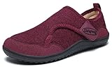SMajong Herren Damen Winter Hausschuhe Warme Bequem Pantoffeln Rutschfest Leichte Schuhe Filz Geschlossene Slippers Indoor Outdoor Rot 38 EU