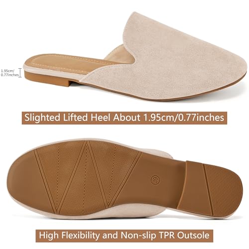 Image of Ecetana Mules for Women Flats Shoes: Comfortable Slip On Casual Work Slides Round Toe Backless Loafers