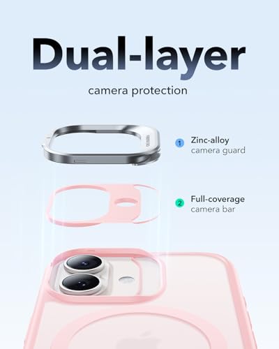 Image of ESR for iPhone 17 Case with Stash Stand, Camera Control Cover Compatible with MagSafe, Military-Grade Drop Protection Magnetic Phone Case, Scratch-Resistant Back Cover,Frosted Bubblegum Pink
