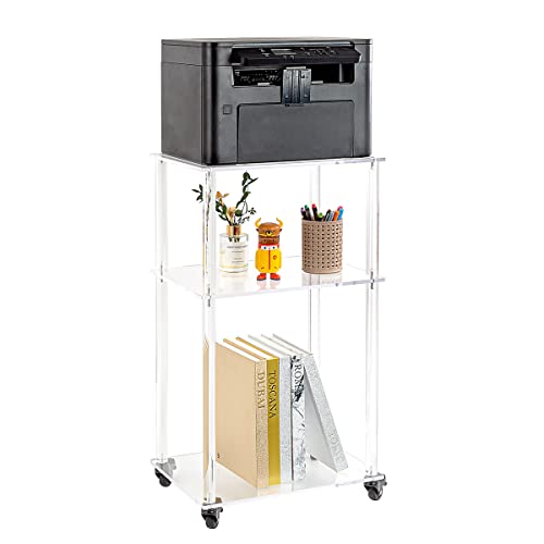 Takekit Acrylic Printer Stand, 3-Tier Printer Table On Wheels, Multifunctional Rolling Printer Cart Storage Shelf For Home Office Organization #TOP15