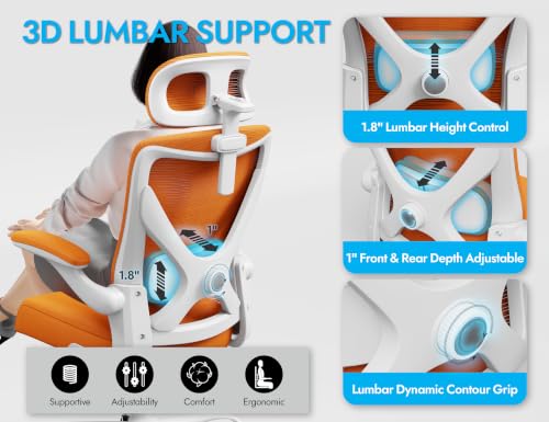 Image of Ergonomic Office Chair: Mesh Desk Chair Comfy with Headrest& Lumbar Support
