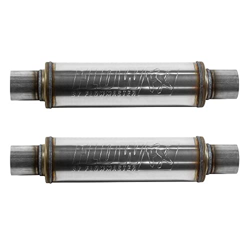 Muffler 2-Pack Compatible with Flowmaster FlowFX 71416, 2.5' In/Out Center Round, Moderate Sound
