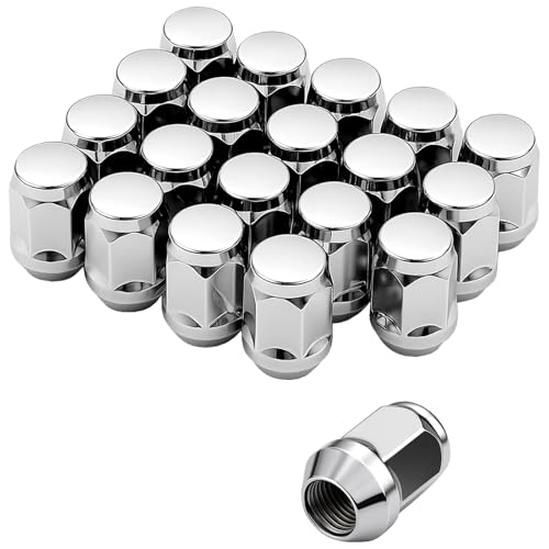 eSynic 20Pcs M14×1.5 Wheel Nuts for Ford 21mm Hex One-Piece Chrome Alloy Steel Lug Nuts Replacement for 2015-2023 Ford Expedition| 2020+ Explorer |Maverick |Mustang, Lincoln 2020, Tesla Model 3 Y S X
