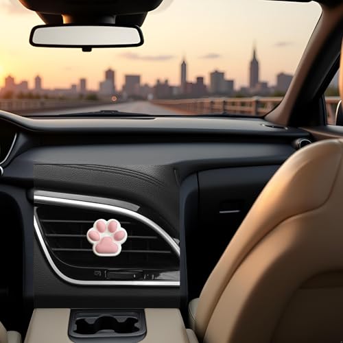 Image of Dog Paw Air Fresheners Car Diffuser Vent Clip, Car Decoration, Cute Interior Accessories for Women, Automotive Air Fresheners, Decorations (Pink, 1)