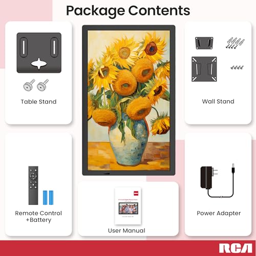 Image of RCA 21.5 inch Large WiFi Digital Picture Frame Electric Uhale Frames with Remote Control 32GB Memory, 1920 X 1080P FHD IPS No Touch Screen, Support Wall Mount, Auto Rotate, Instantly Share Photos Videos
