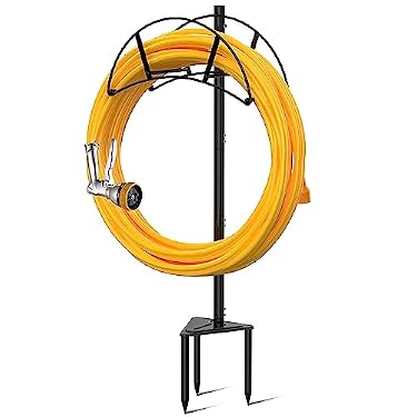 AMAZON - Suchek Metal Garden Hose Holder Stake, Freestanding, Heavy Duty Water Hose Stand, In Ground Hose Rack Organizer for Outside Yard (Black)