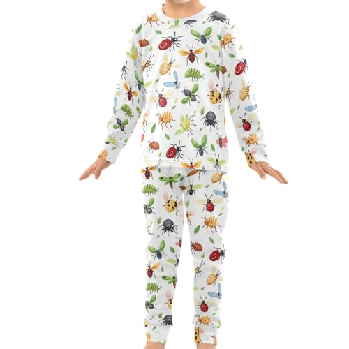 Pigsaly Pajama Set 2 Piece Insects Bugs Beetle Dragonfly Pajama Sets Long Sleeve Pjs Sleepwear 8Y3