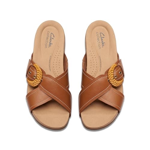 Clarks Collection Women's Reileigh Bay Slide Sandal, Cinnamon Leather, 11 Medium US - image 2