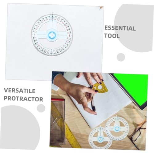 Juego 6 reglas plásticas con transportador giratorio para medición miniatura 3