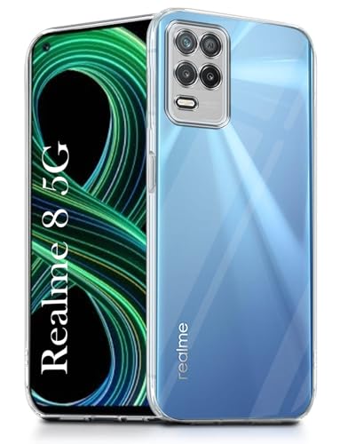 Image of Jkobi Back Cover for Realme 8 5G (Silicone Clear Shockproof Case with Camera Protection | Soft and Flexible | Transparent)