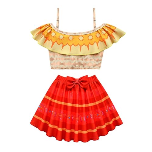 Image of 2PCS Girls Princess Swimsuit Two Piece Toddler Bikini Set Ruffle Bathing Suit Swim Wear Dress Up, 4-5T, Eorange