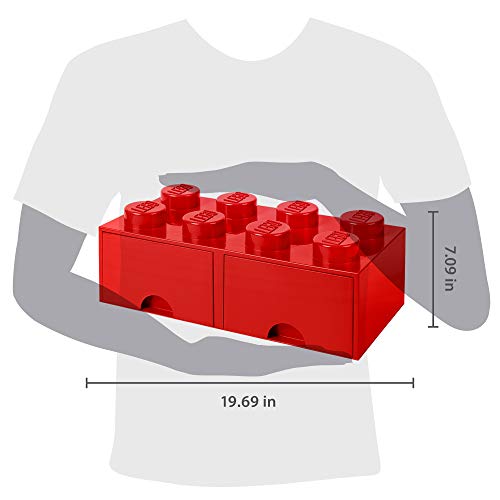 Image of LEGO Brick with 2 Drawers With 8 Knobs, in Red