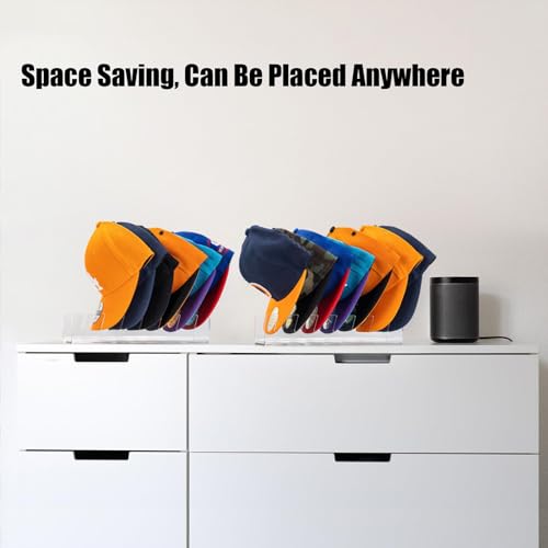 Sloworld 17-19-1 Hat Stand For Baseball Caps, 2 Pcs No Install Acrylic Hat Organizer For 14 Baseball Caps, Hat Racks thumb #8