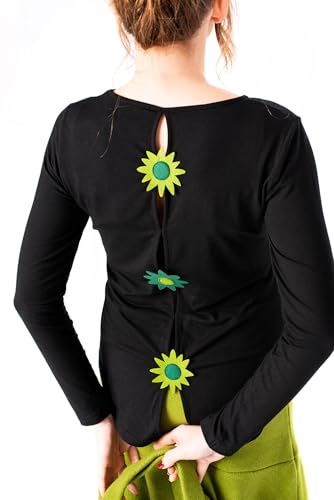 Mamatayoe Miniature. Camiseta de Manga Larga para Mujer de Color Negro con...