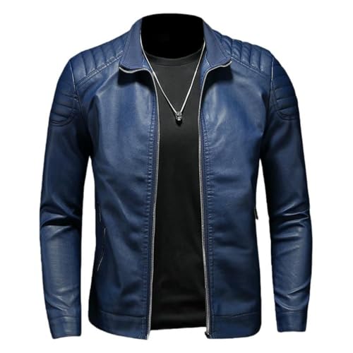 Veste en cuir synthétique noir col montant coréen coupe étroite haut de gamme