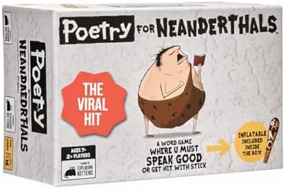 Poetry for Neanderthals by Exploding Kittens - 2+ Players - Ages 7+ - 15 Minutes to Play - Competitive Word Guessing Game - Party Game, Family Game Night, Kid and Adult Card Game