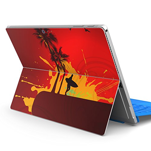 igsticker Surface pro7 (2019) pro6 pro2017 pro4 専用 スキンシール サーフェス ノートブック ノートパソコン カバー ケース フィルム ステッカー アクセサリー 保護 001216 クール サーフィン ヤシの