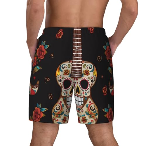 Men's Swim Trunks Quick Dry Board Shorts Guitar Pepper Sugar Skull Beach Shorts with Pocket Bathing Suits for Men3