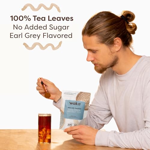 Image of Waka Instant Black Tea Mix, Earl Grey - Black Tea and Pleasant Bergamont Flavor, Unsweetened Powder for 50 Quarts or 200 Cups - Easy and Quick Hot or Iced Teas