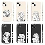 KEYTON よふかしのうた スマホケース iPhone 17用ケース シリコン 七草ナズナ 夜守コウ アニメグッズ コスプレ小物 脱着簡単 夜更かしの歌 軽量 薄型 記念品 プレゼント 贈り物 クリスマス ハロウィン 新年 17全機種対応 (17 pro max 用,A)