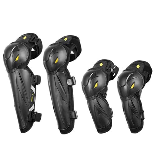 4pcs Motorcycle Knee Shin Guards Elbow Pads for Men Adjustable Knee Cap Pads Protector Crashproof Leg Armor Protection for Motocross Dirt Bike Racing Mountain Biking