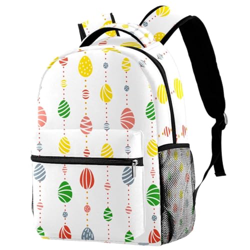 Sac à dos d'école mûr et sac de voyage décontracté motifs œufs de Pâques multicolore pour ados