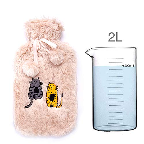 Kruik, BiggDesign Cats, Warmwaterkruik, Warmwater Kruik met Hoes, Super zachte luxe Pluche… (Beige Cats) - Image 4