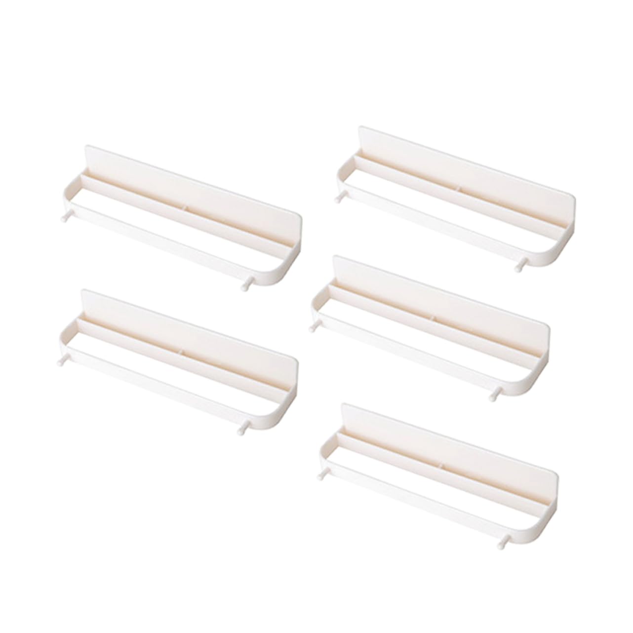 Hemobllo 5pcs Wall Mounted Shoes Rack Creative Bathroom Storage Holder for Slippers Easy to Install with Self Adhesive Hooks Space Saving Organizer Beige for Smooth Surfaces