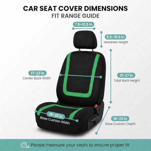 Image of FH Group Car Seat Covers Front Set in Cloth-Car Seat Covers for Low Back Car Seats with Removable Headrest,Universal Fit,Automotive Seat Covers,Washable Car Seat Cover for SUV,Sedan,Van Green