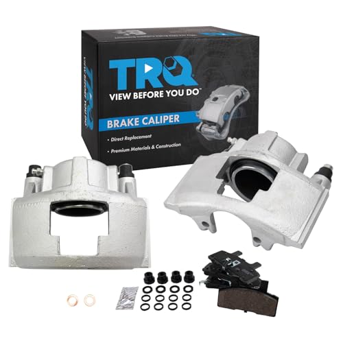 Image of TRQ Front Brake Caliper Set Brake Pads Ceramic Compatible with 90-00 Cadillac 88-02 Chevrolet 94-99 Dodge GMC