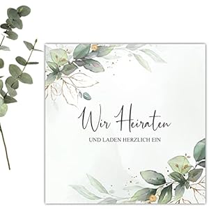 20 Einladungskarten mit Umschlägen Einladung zur Hochzeit klassisch Quadratisch 14,8 x 14,8 Hochzeitseinladung Vintage…