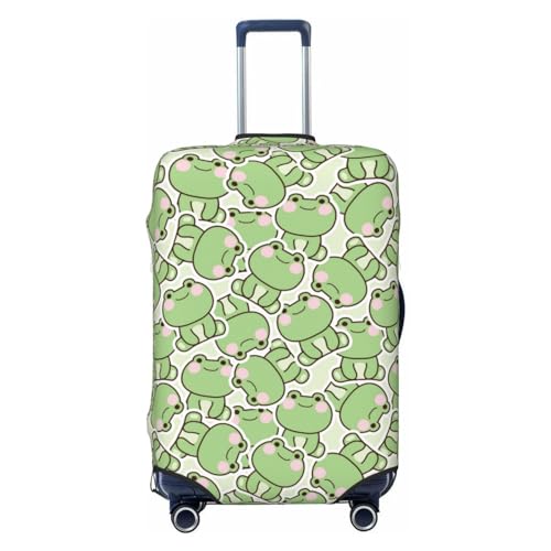 Cute Frog In Sitting Pose Luggage Cover Washable Elasticated Luggage Covers For Suitcase Tsa Approved Stylish Dust And Scratch Resistant Luggage Case Protector For Kids And Adults