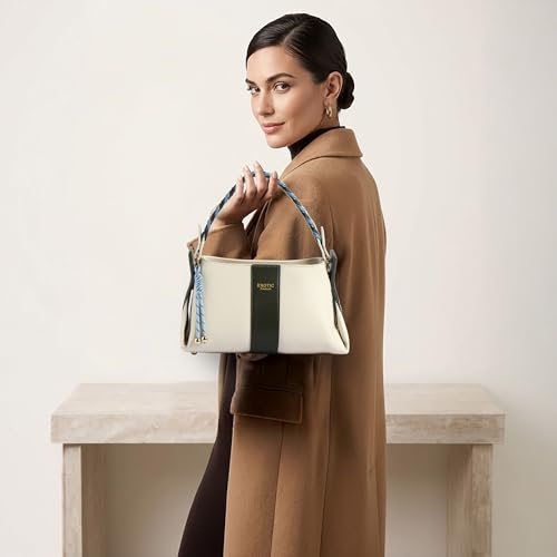 Image of EXOTIC Noire Twist Structured Handbag with Braided Handle & Multi-Compartment Design