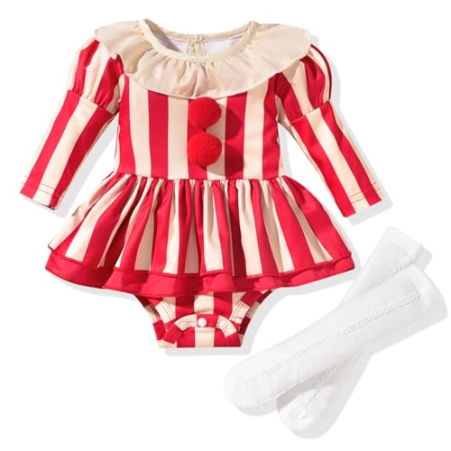 Preemie Premature Baby Girl Clown Outfits Halloween Nightmare Clown Romper Dress Bodysuit Fall Winter Clothes Clothing Set Premie